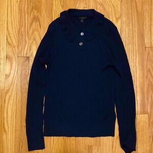 J. Crew Scallop Collar Navy Top, Sz L